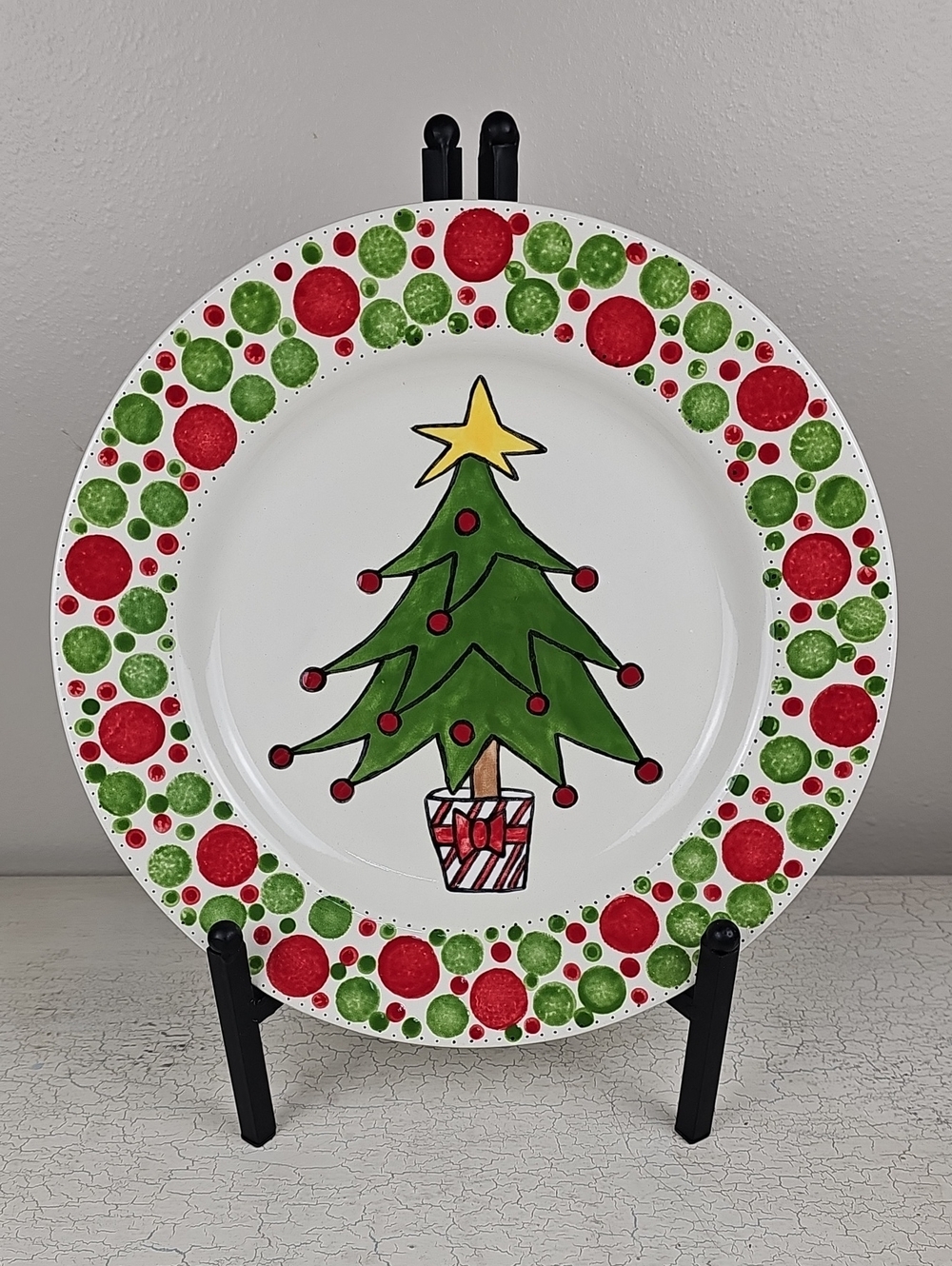 Hand-Painted Ceramic Christmas Tree Decorative Plate